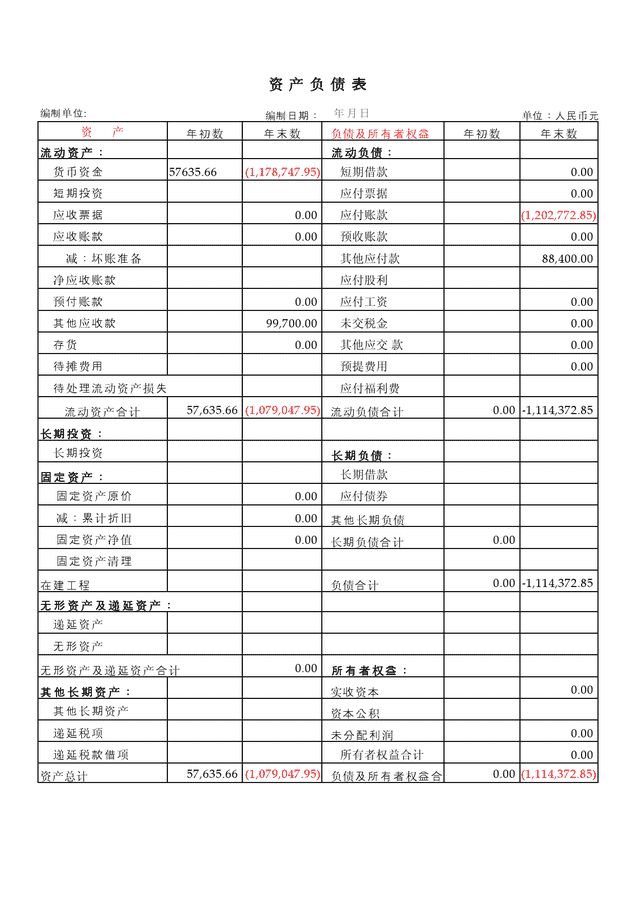 年月丁字账模板